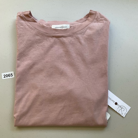 Treasure & Bond T Shirt Womens Small Pink Blouse Distressed Crewneck Oversized - Picture 7 of 7